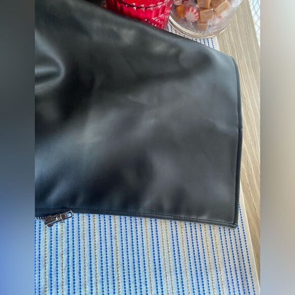 MOTHER  Jacket Womens Size XS Black The Long Chopper Faux Leather Regular Fit - Picture 14 of 16